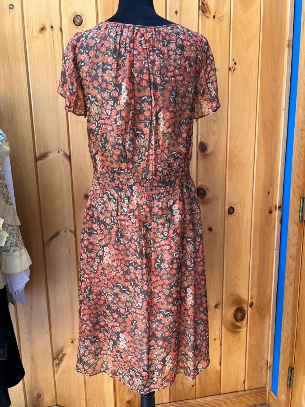 Sundance Silk‎ flutter Sleeve Midi Dress in Rust Floral vintage retro feminine 6